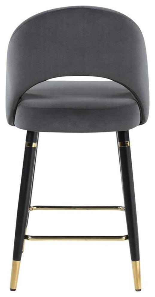 Coaster Lindsey Upholstered Velvet Counter Height Stool in Gray