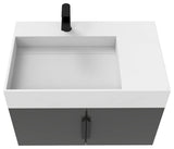 CastelloUSA Amazon 30" Left Wall Mounted Bathroom Vanity Set, Black, White Top, Black Handles