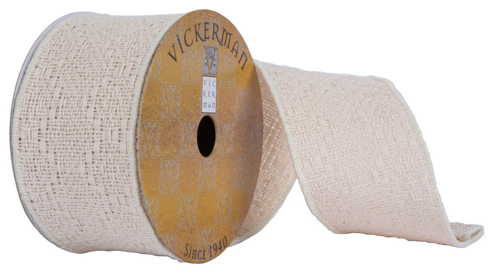 Vickerman Q202027 2.5"X10 Yard Cream Chunky Knit Ribbon