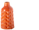 Ceramic Bottle Vase with Clover Pattern Design Gloss Orange Finish, Small