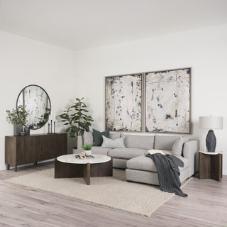 Bianca Dark Brown Wood w/ Marble Round Top Coffee Table