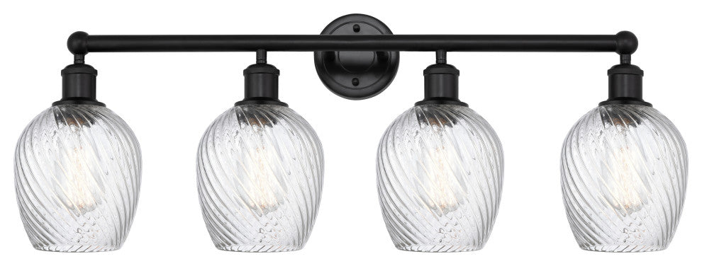 Salina 32" Bath Vanity Light, Matte Black, Clear Spiral Fluted Shade