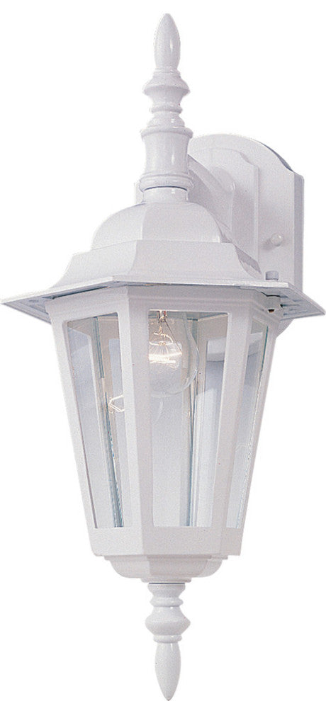 Builder Cast 1-Light Outdoor Wall-Mount Sconce, White, Clear