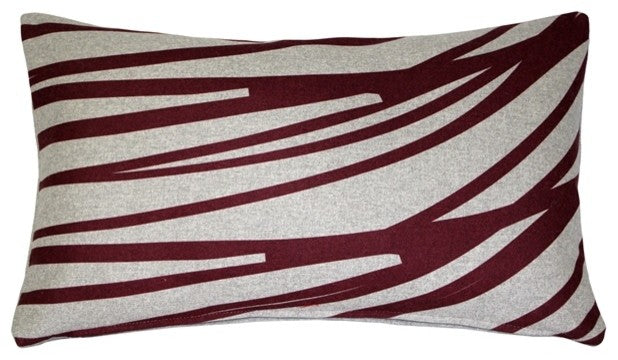 Pillow Decor - Kukamuka Scandinavian Meri Lumbar Rectangular Pillow 12x19, Red