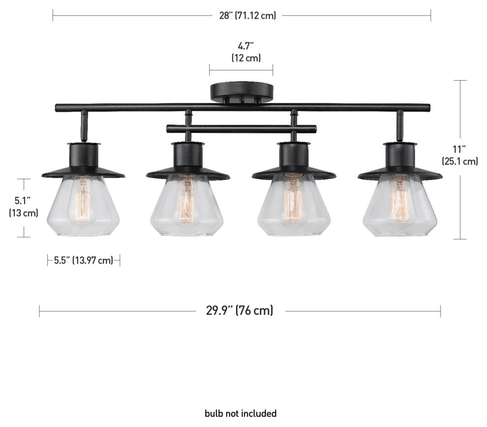 Globe Electric 59530 Nate 4 Light 28"W Fixed Rail Ceiling Fixture - Dark Bronze