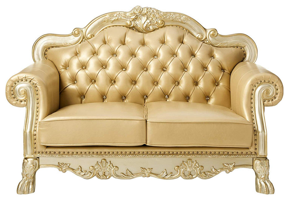 Emma Mason Signature Kiwi Loveseat w/ 3 Pillows in Gold Patina
