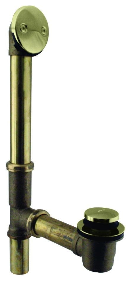 Tip Toe Bath Waste - 14" Make-Up, 17 Ga. Tubing In Polished Brass, Polished Brass