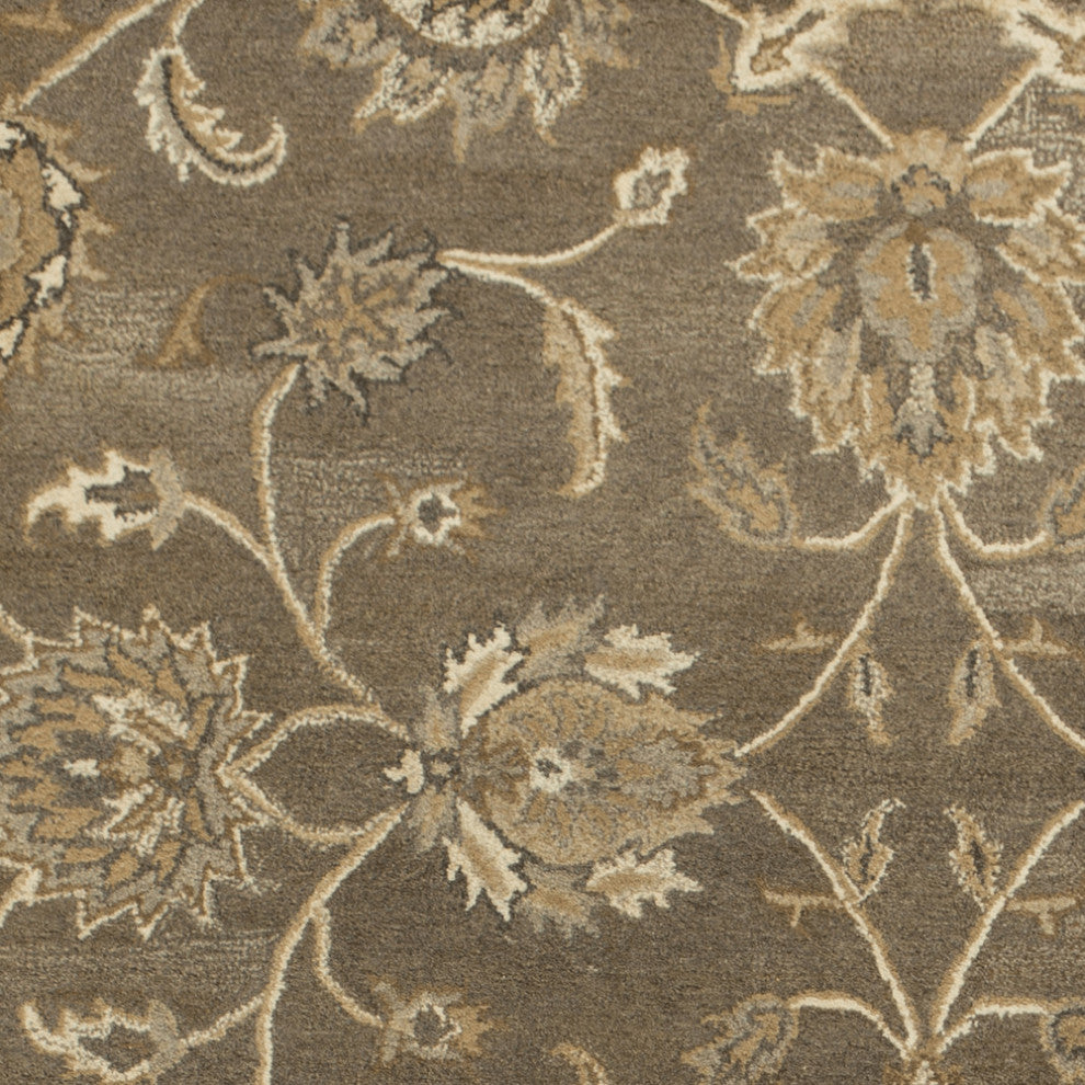 3' X 5' Gray Floral Vines Hand Loomed Distressed Area Rug