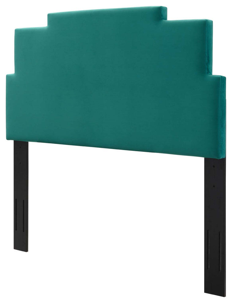 Headboard, Twin Size, Velvet, Teal Blue, Modern Contemporary, Bedroom Master