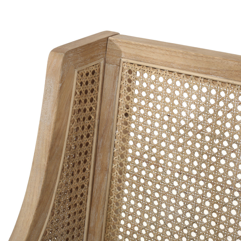 Deville Fabric Upholstered Wood and Cane 25.5 inch Counter Stools, Set of 2, Charcoal