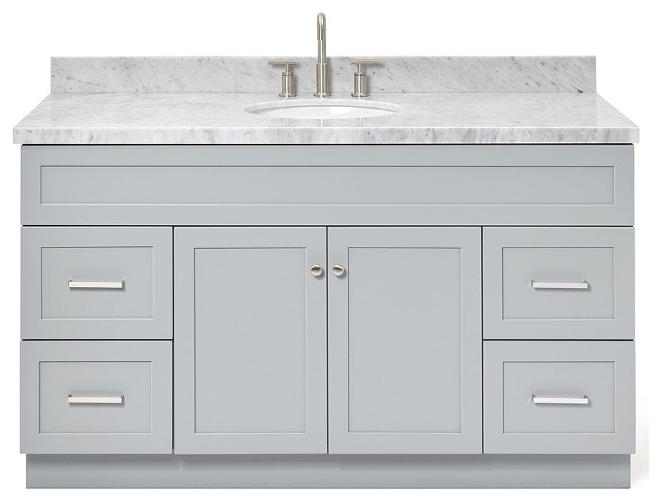 Ariel Hamlet 61" Oval Sink Bath Vanity, 1.5" Carrara Marble
