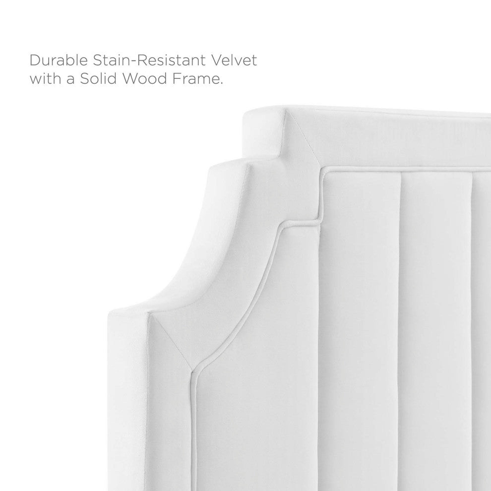Sienna Performance Velvet Queen Platform Bed, White