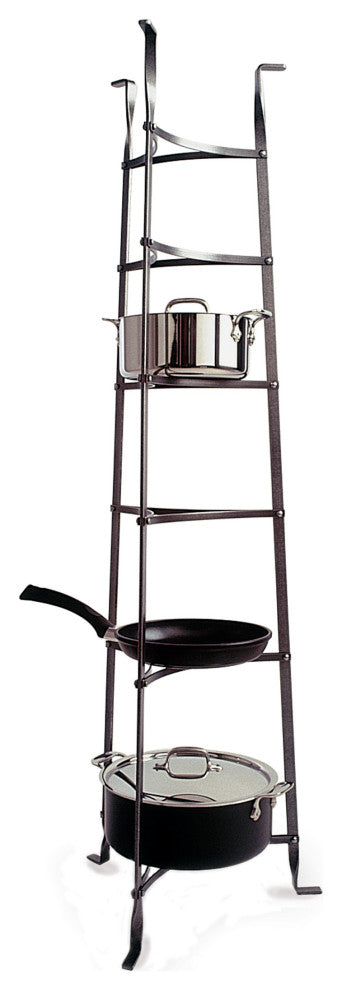 Handcrafted 6-Tier Gourmet Cookware Stand Hammered Steel