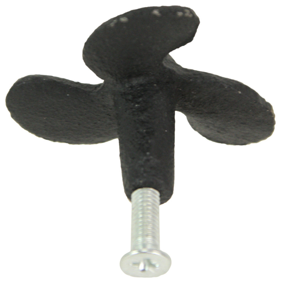 Set of 6 Black Cast Iron Boat Propeller Cabinet Knob Nautical Drawer Pull Decor