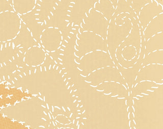Dotted Leaves Floral Print Kitchen Towel, Gold