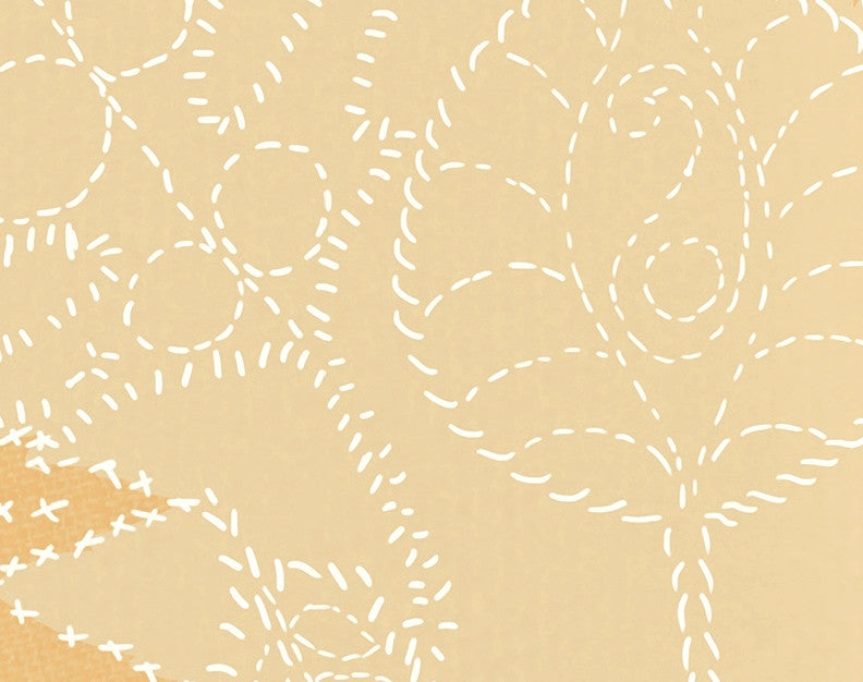 Dotted Leaves Floral Print Kitchen Towel, Gold