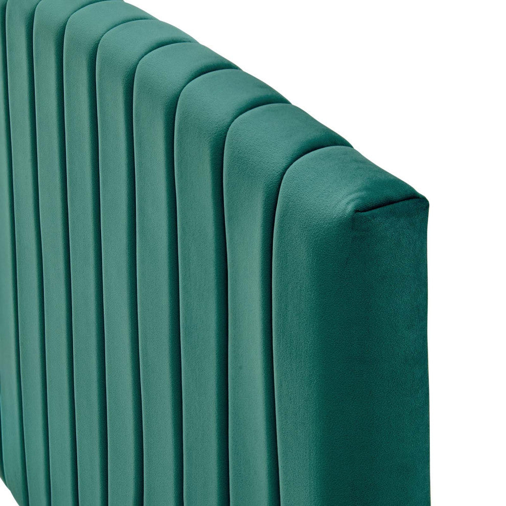 Headboard, Twin Size, Velvet, Teal Blue, Modern Contemporary, Bedroom Master