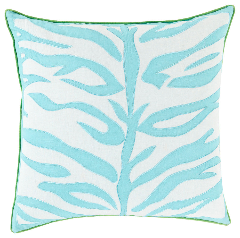 Surya Valentina VAL-002 22"x22" Pillow Kit, Ivory/Aqua/Grass Green