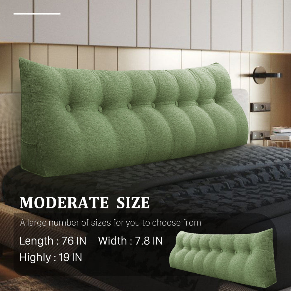 WOWMAX Backrest Wedge Reading Pillow Headboard Linen Blend Lime Green, 76x20x8