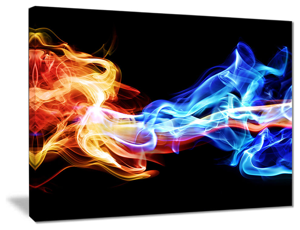 "Red and Blue Smoke" Abstract Digital Canvas Print, 20"x12"