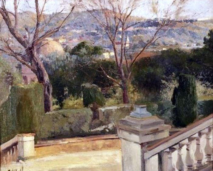 Eliseo Meifren I Roig Paisaje de barcelona, 20"x25" Gallery Wrapped Canvas