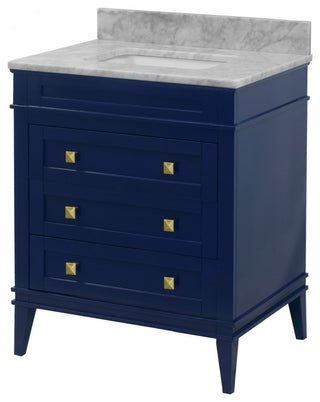 Eleanor 30" Bathroom Vanity, Royal Blue, Carrara Marble Top