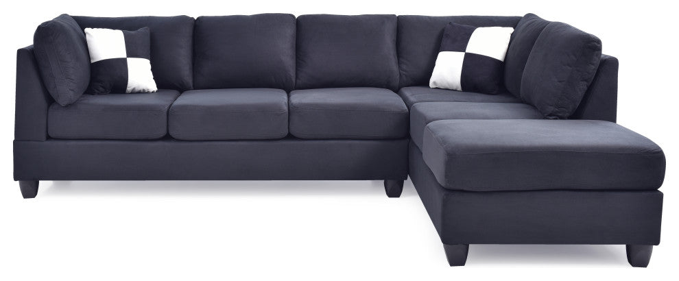Solana Micro Suede Sectional, Black Micro Suede
