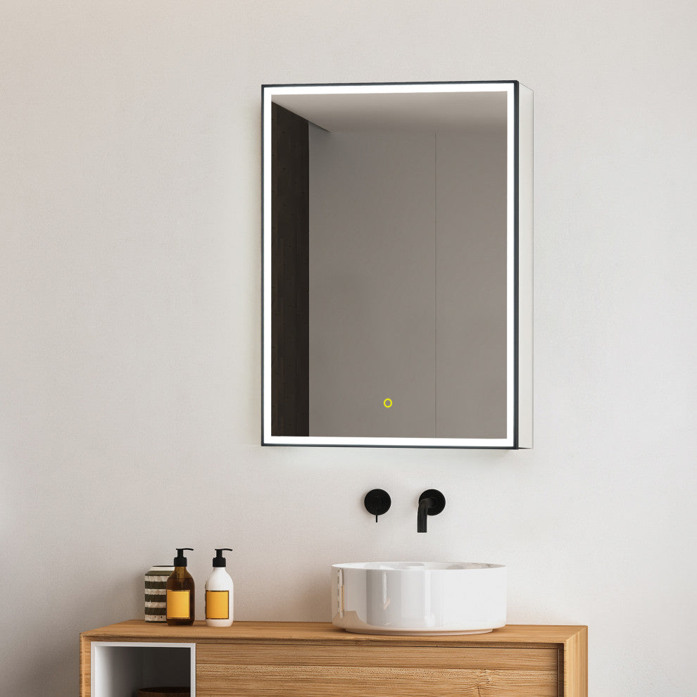Fenice Surface-Mount/Reccessed LED Lighted Bathroom Medicine Cabinet, 24"