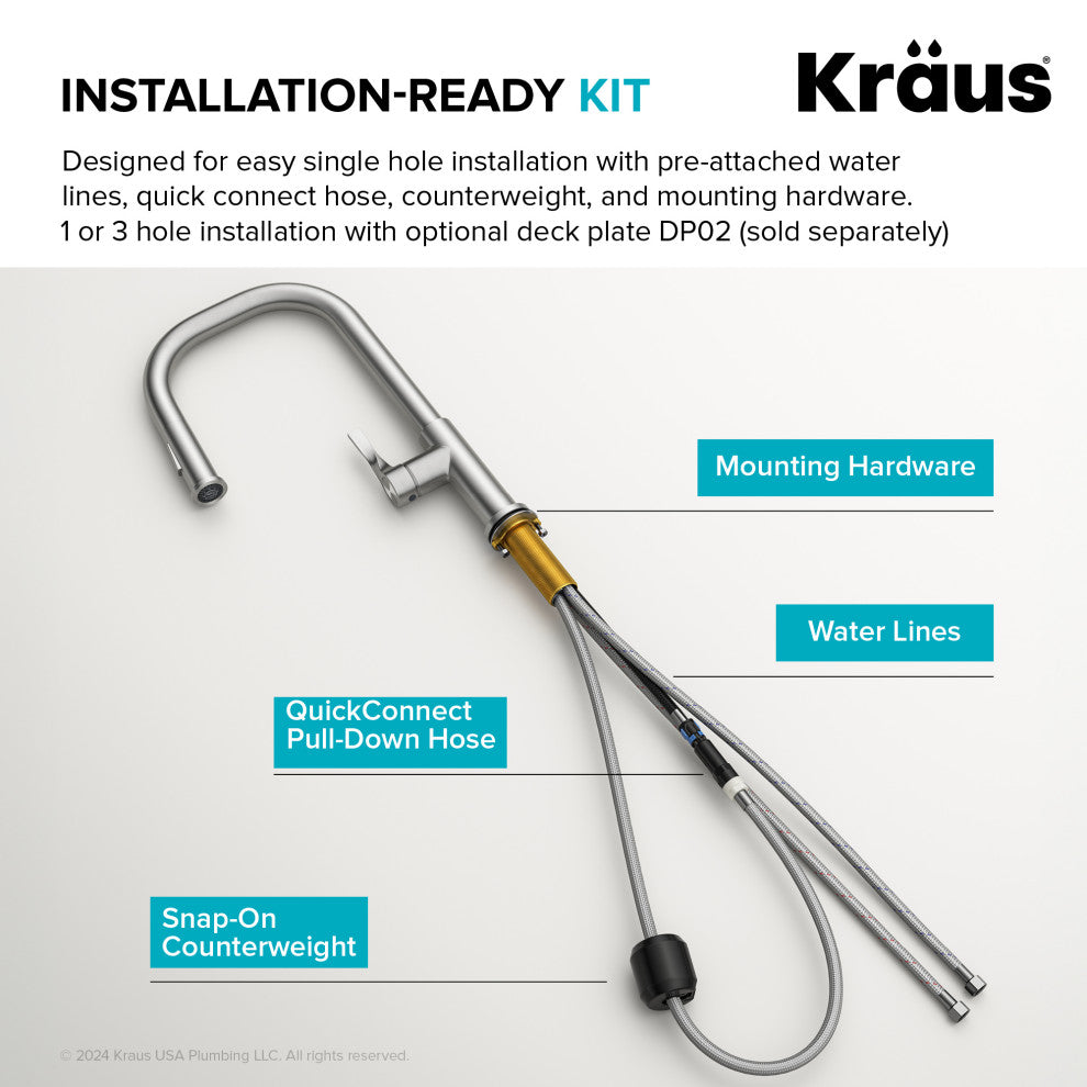 KRAUS Torak 2-Function Single Handle Pull Down Kitchen Faucet SFS