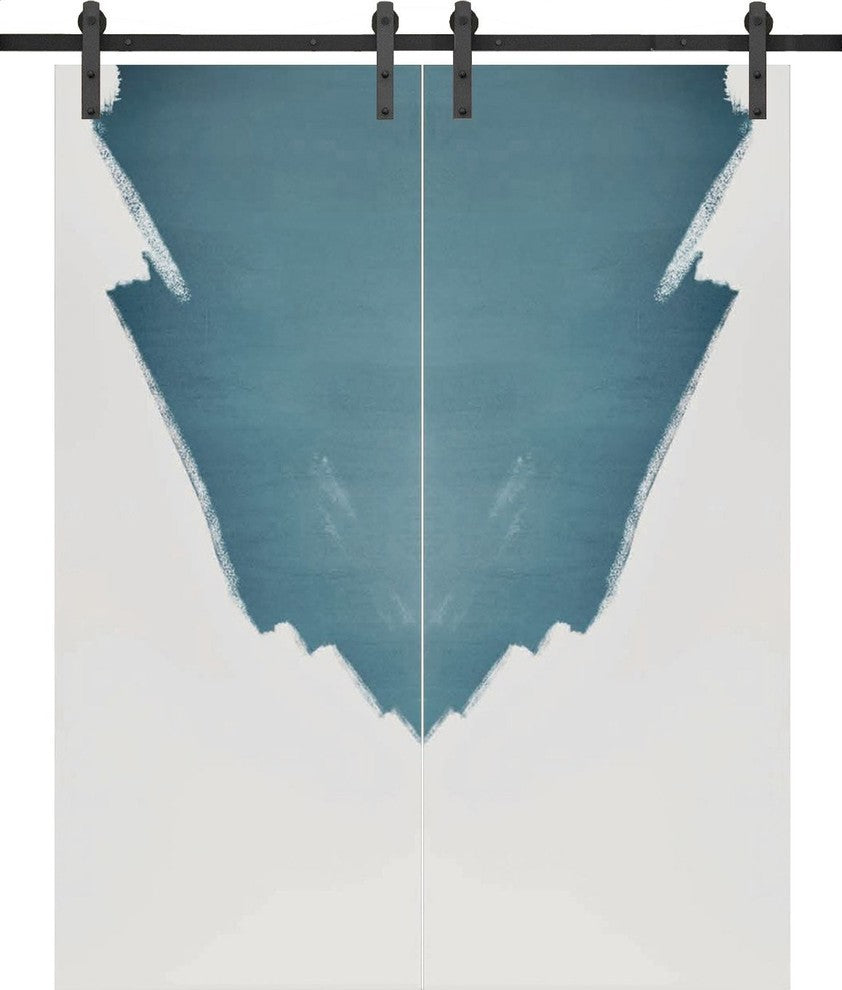 Sliding Double Barn Doors 48 x 80 & 13FT Rail | Planum 0010 Paintable White