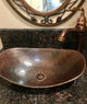 18" Oval Copper Bathroom Sink Canoa "Sleigh" Style in Brushed Sedona