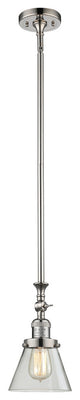 1-Light Small Cone 6" Pendant, Polished Nickel, Glass: Clear