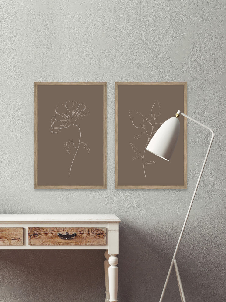 Leaves and Flower Diptych, 2-Piece Set, 16x24 Panels