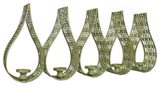 Metal Candle Holder In An Array, With 5 Holders, Beige