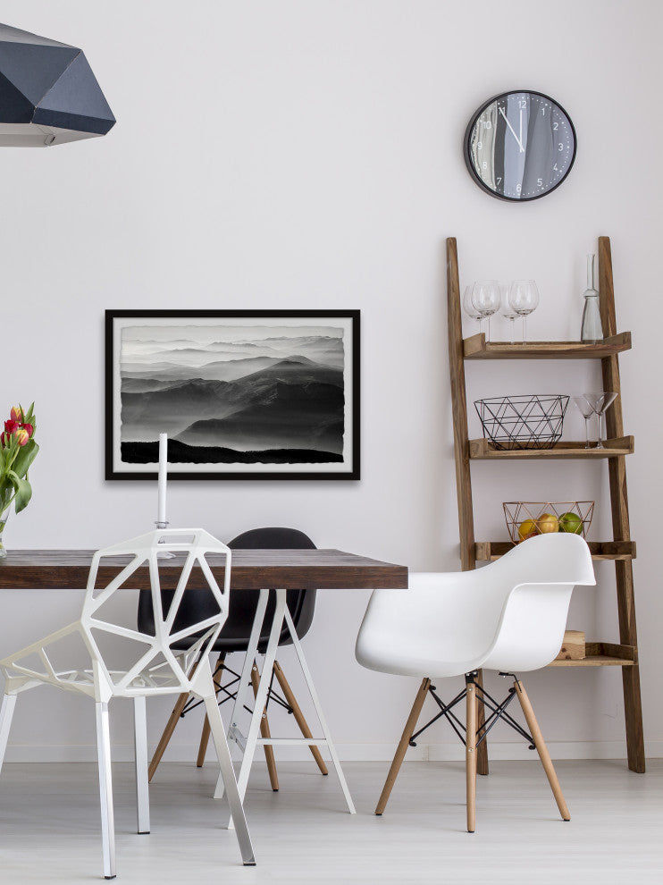 "Foggy Mountain Range" Framed Painting Print, 18x12