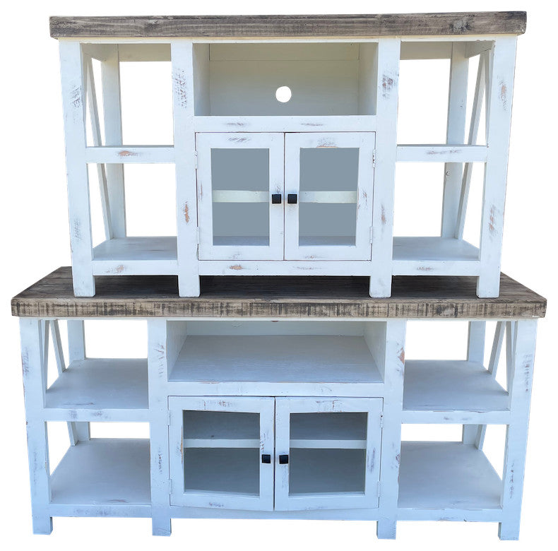 Media Console With Glass Doors, White, 52