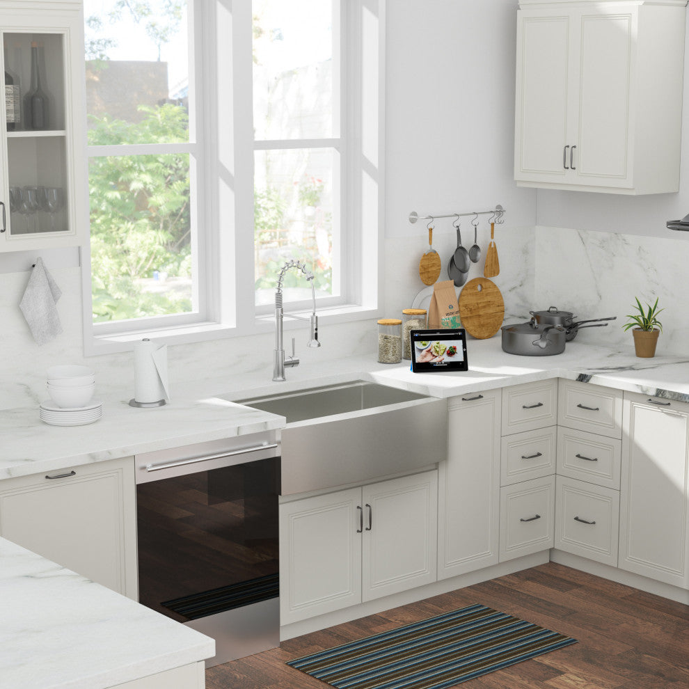 Farmhouse Apron T-304 Stainless Steel Deep Basin Kitchen Sink, Stainless Steel, 33x22x10 in