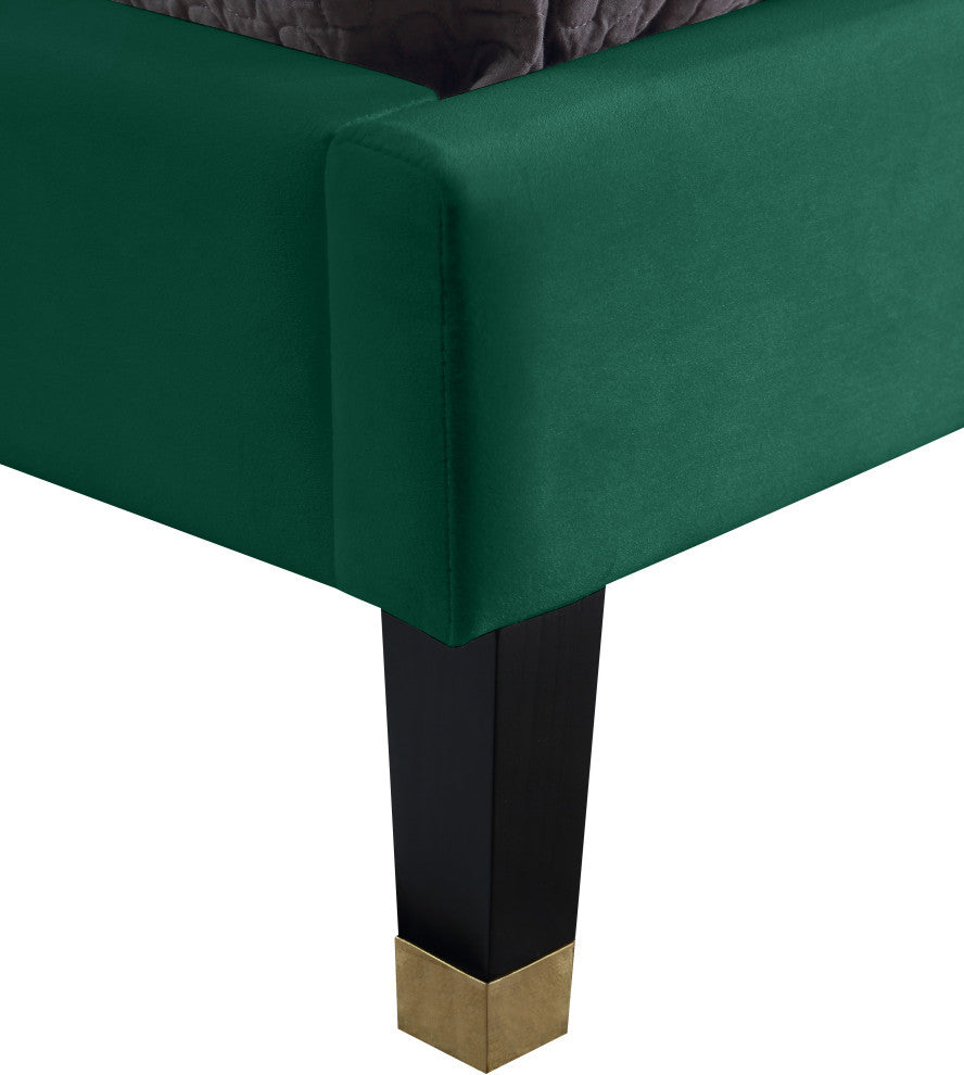 Harlie Velvet Upholstered Bed, Green, Twin