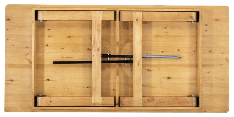 HERCULES Series 7' x 40" Rectangular Solid Pine Folding Farm Table, Light Natural