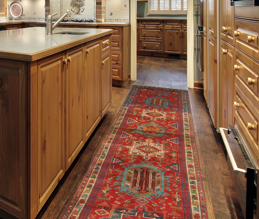 Fine Vintage Distressed Marland Red/Beige Runner, 2'8x10'7
