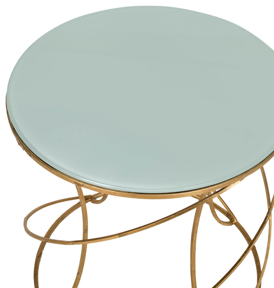 Safavieh Cagney Accent Table, Gold, White Glass Top