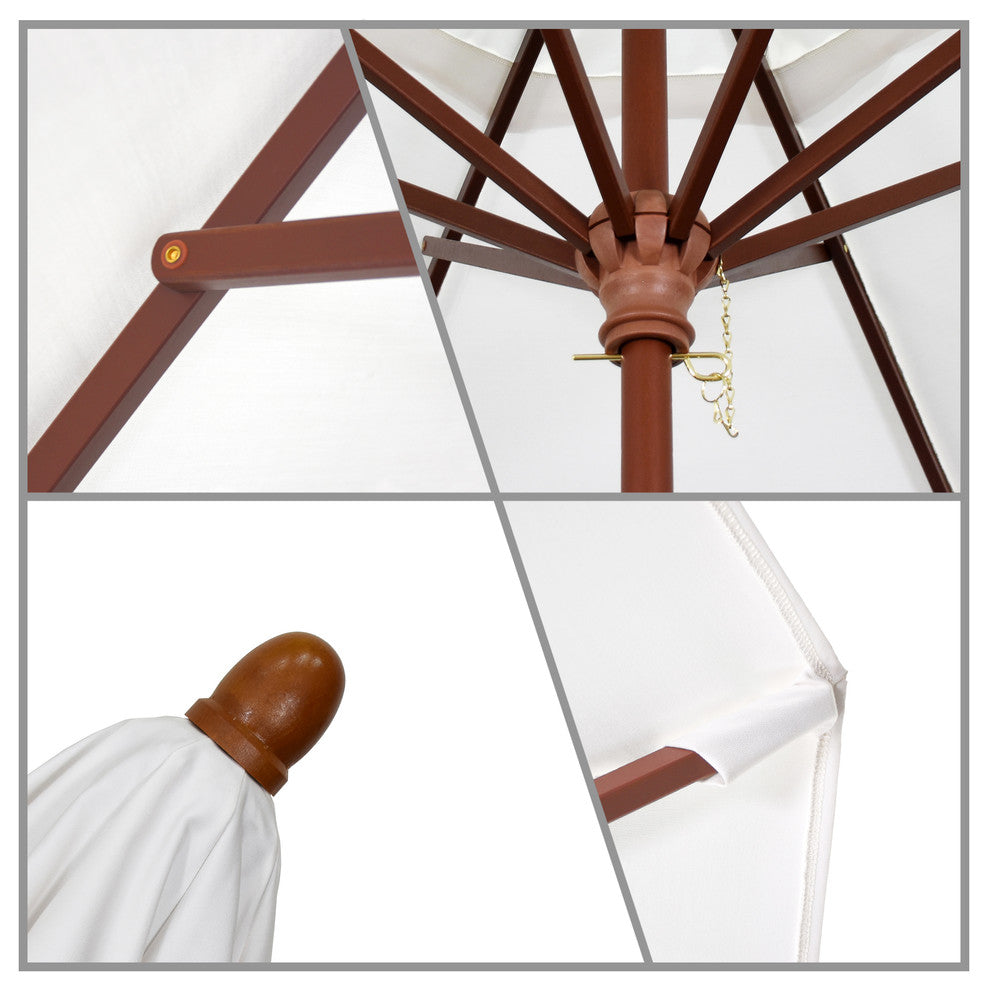 9' Square Push Lift Wood Umbrella, Sunbrella, True Blue