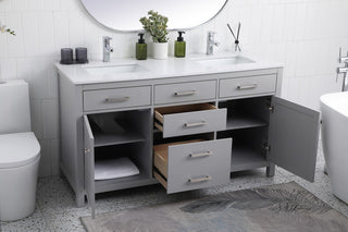 60" Double Bathroom Vanity, Grey