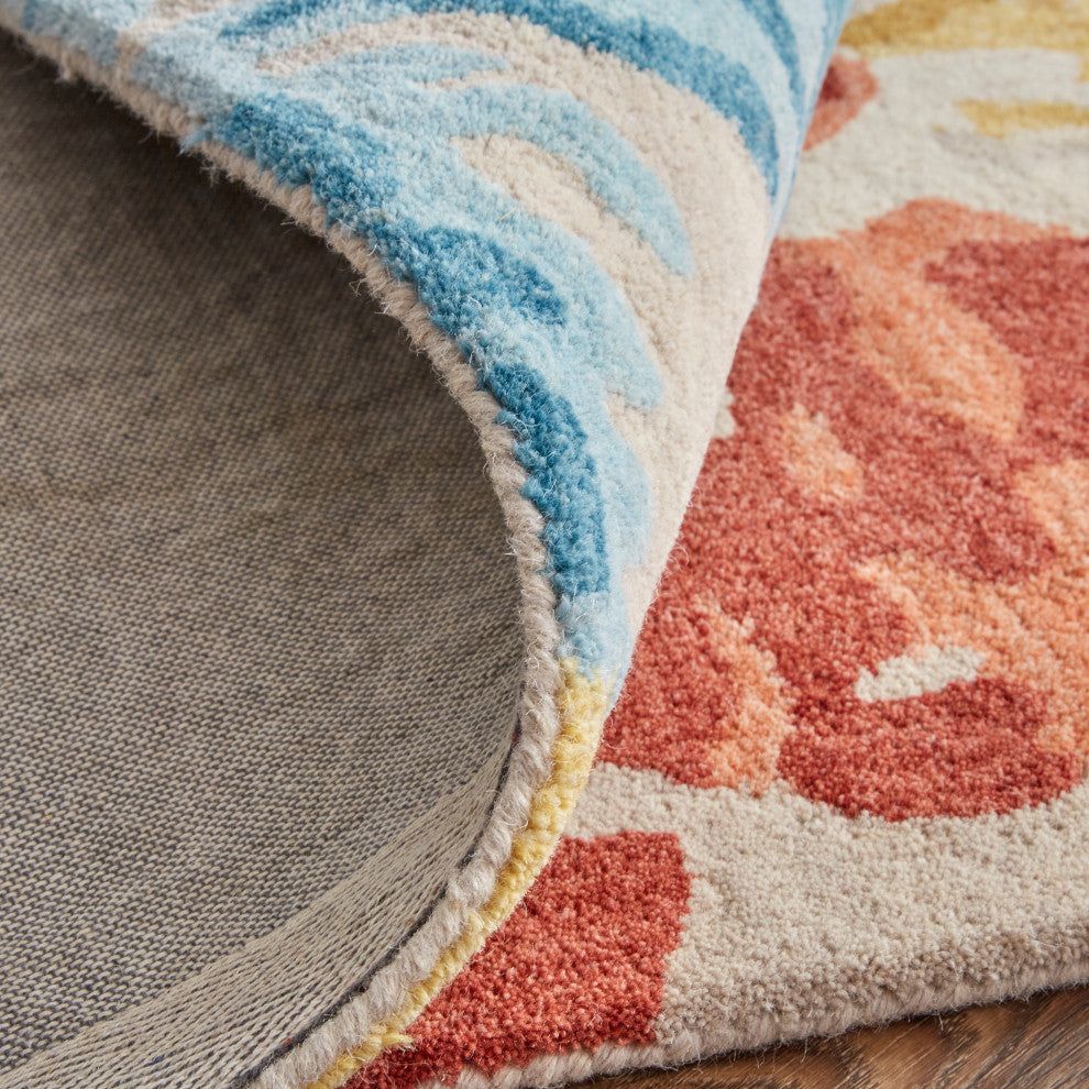Weave & Wander Everley Wool Rug, Sunny Yellow/Sky Blue, Rug, 4'x6'