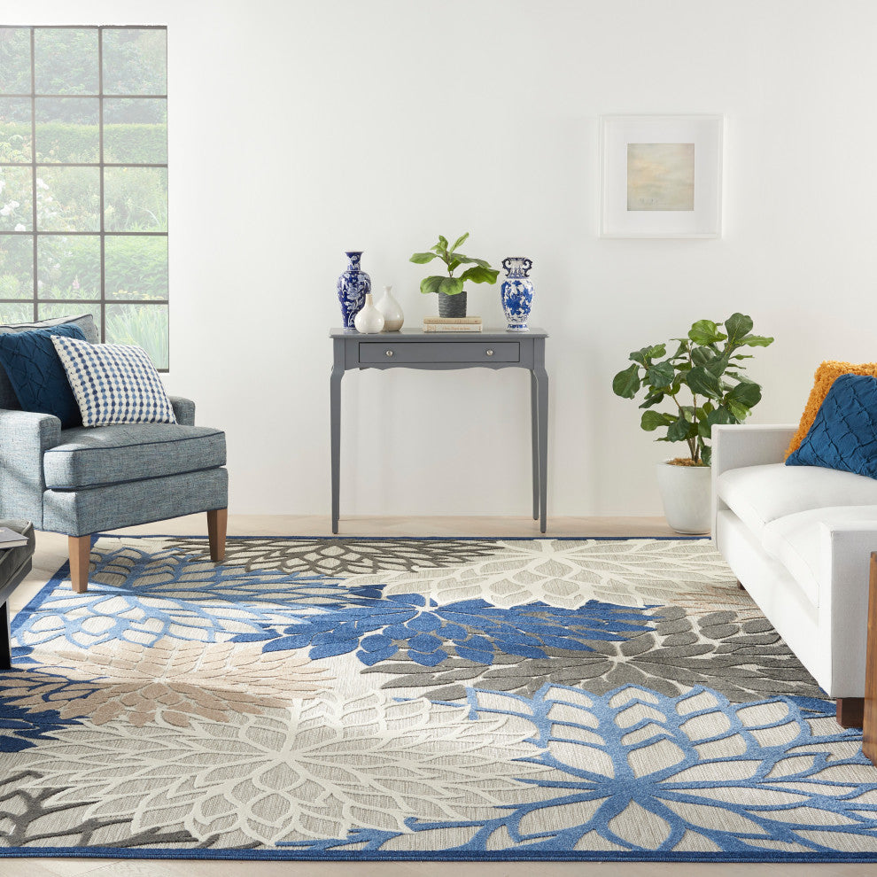Nourison Aloha 12' x 15' Blue/Multicolor Tropical Area Rug