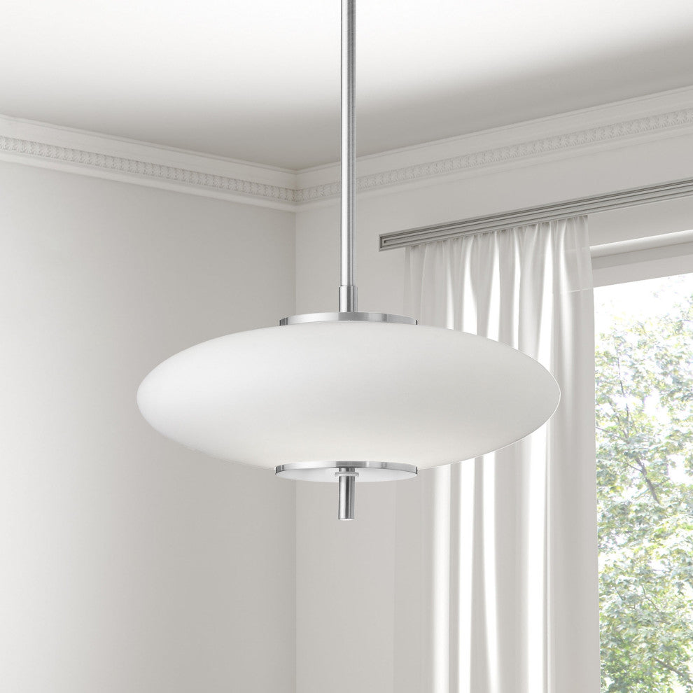 Maddie Contemporary 1 Light Polished Chrome White Metal Pendant