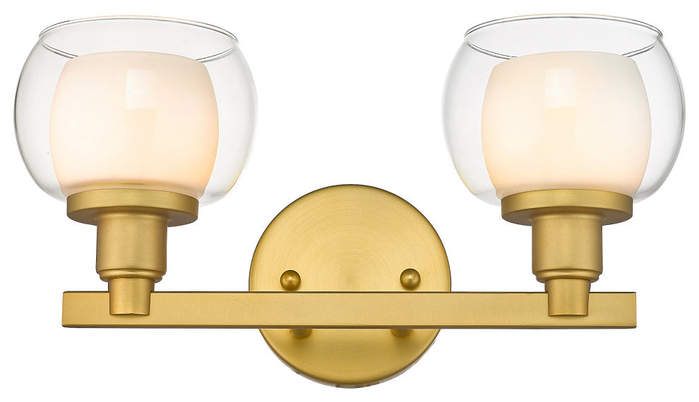 Innovations 330-2W-SG-CLW-LED Cairo 2 Light 15" Vanity Light, Satin Gold