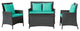 Espresso Turquoise Flourish 4-Piece Outdoor Patio Sofa Set