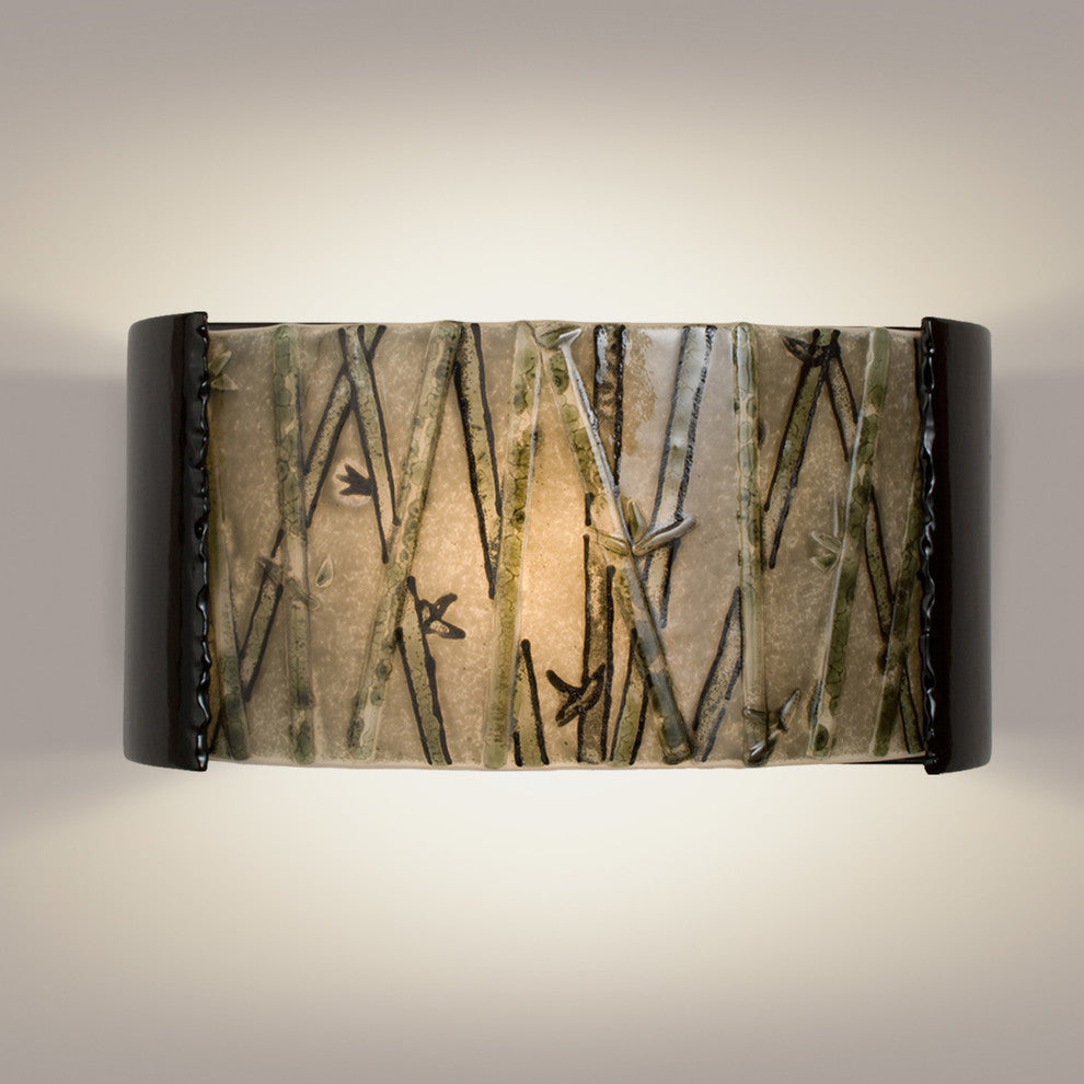 Asia Wall Sconce, Black Gloss and Multi Seaweed, Bulb Type: E12