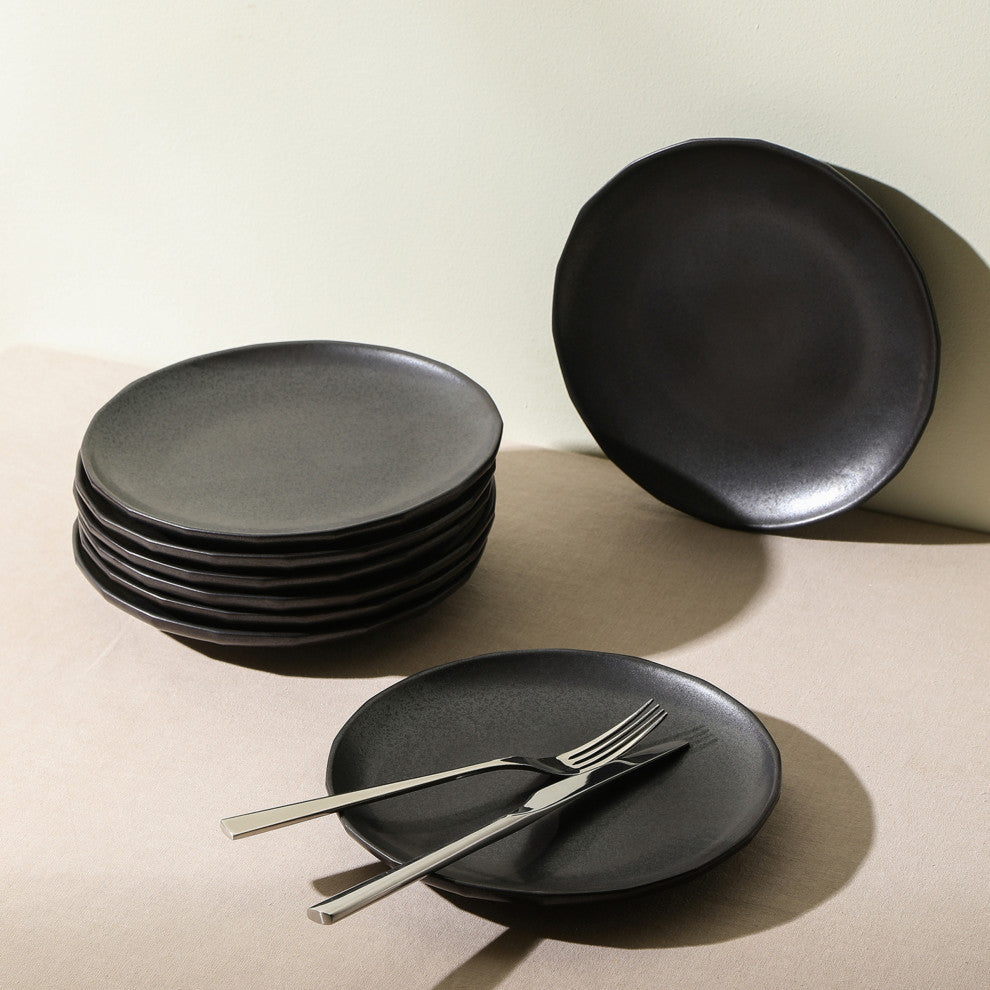 Stone Lain Rio Stoneware Salad Plate Set of 4, Black
